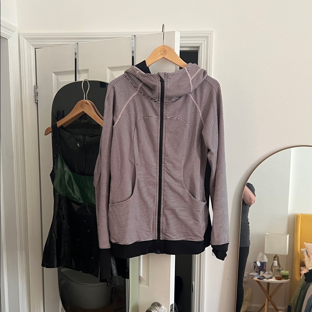 lululemon athletica Black and pink Striped scuba hoodie